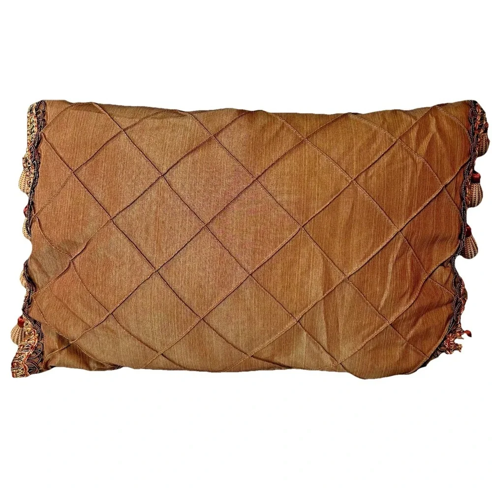 Biltmore For Your Home Throw Pillow set Balls & Fringe Red tan gold brown Lumbar